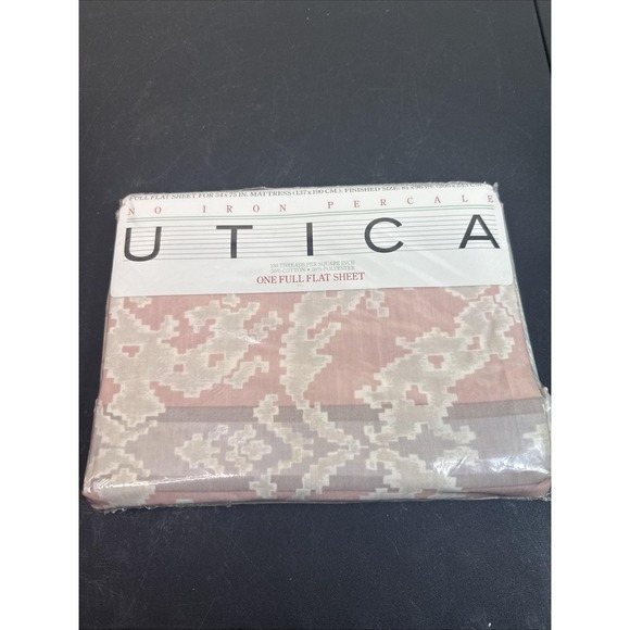 Utica Other - Vintage Utica Grand Illusions Full Flat Sheet NOS Pink USA 180 Thread